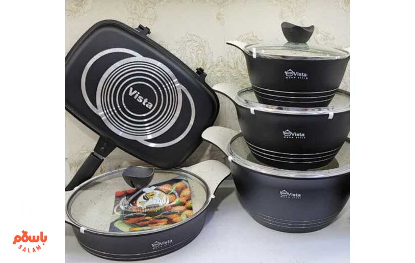 سرویس 10 پارچه قابلمه چدن داخل گرانیتی مدل پروانه ویستا