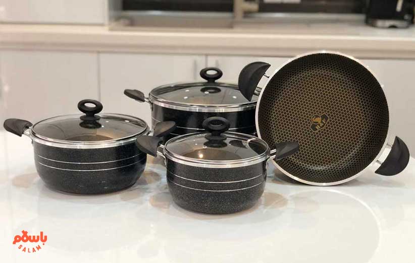 سرویس قابلمه تفلون 7 پارچه گرانیتی هلنا