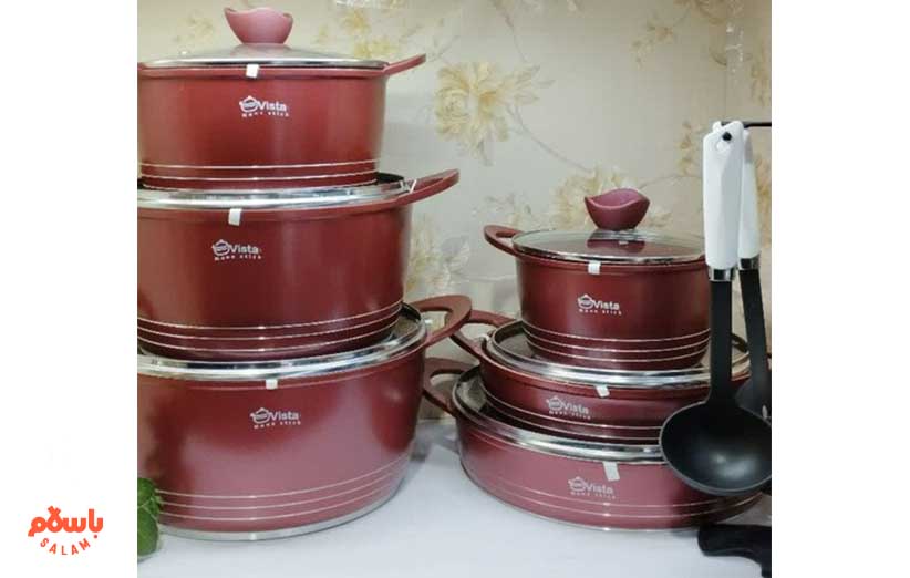 سرویس 19 پارچه مفید قابلمه چدن ویستا