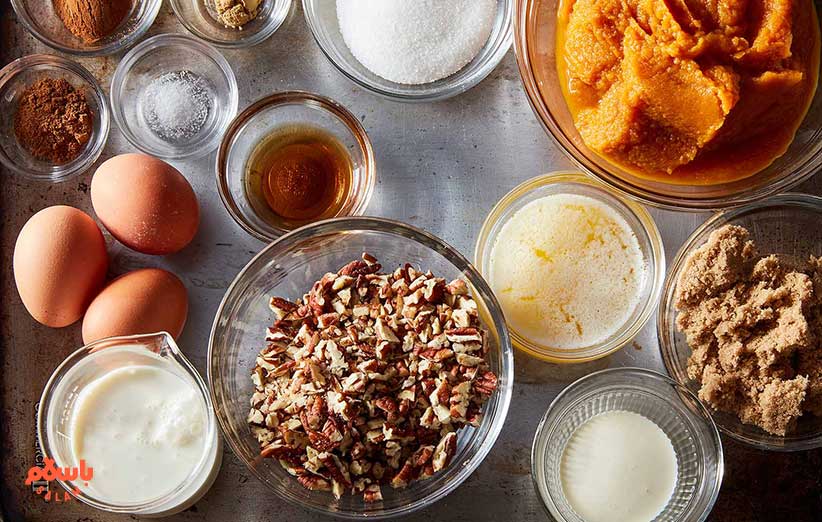 مواد اولیه لازم برای تهیه کیک خرمالو