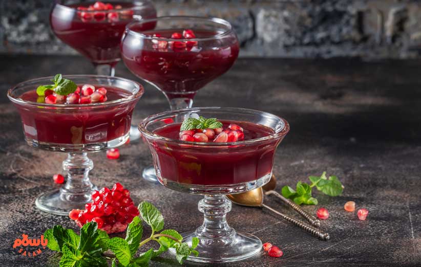 مواد اولیه ژله انار لیوانی