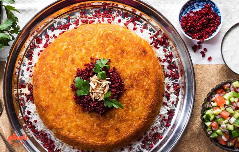 مراحل پخت برنج کته قالبی در فر