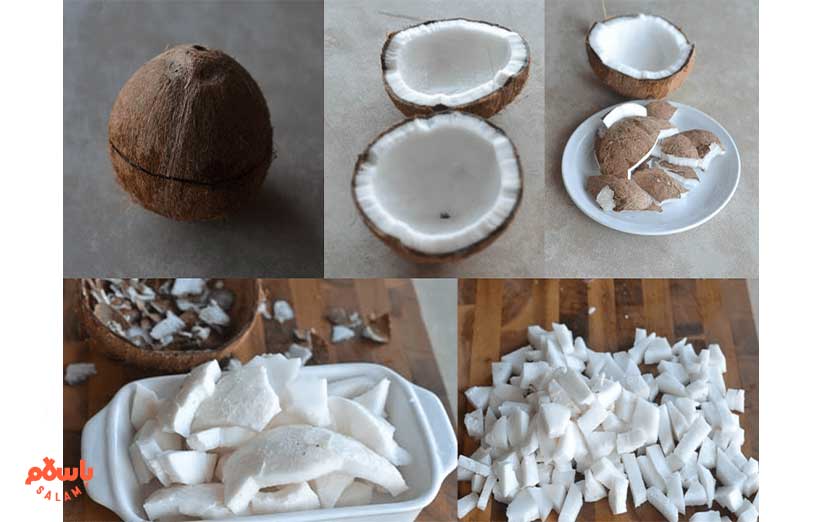 نارگیل را کاملا خرد کنید