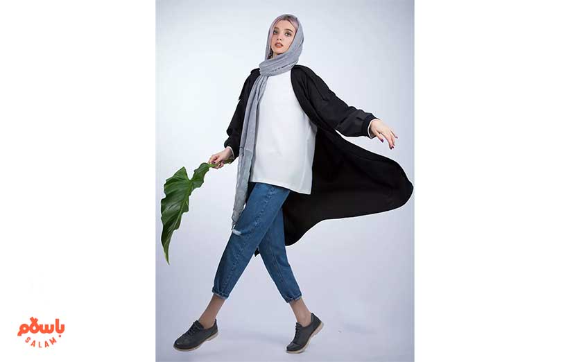 شلوار مام استایل با مانتو بلند