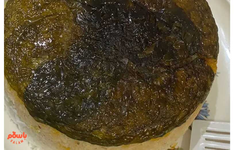 طرز تهیه ته دیگ برنج با اسفناج