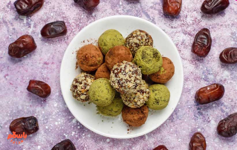 آموزش ترافل خرما با ارده، شکلات، گردو و بیسکویت