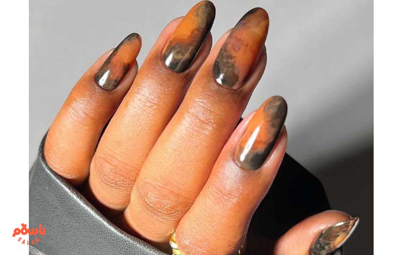 ناخن پاییزی با طرح مرمر