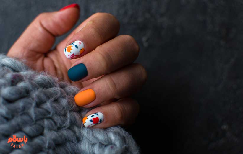 طرح پاییزی ناخن کوتاه