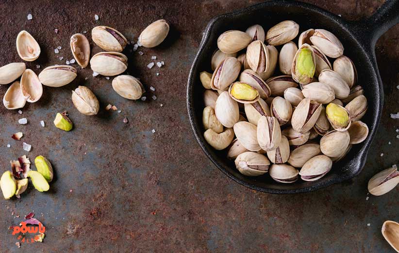 طرز بو دادن انواع پسته و مغز پسته خام در خانه با تابه و فر