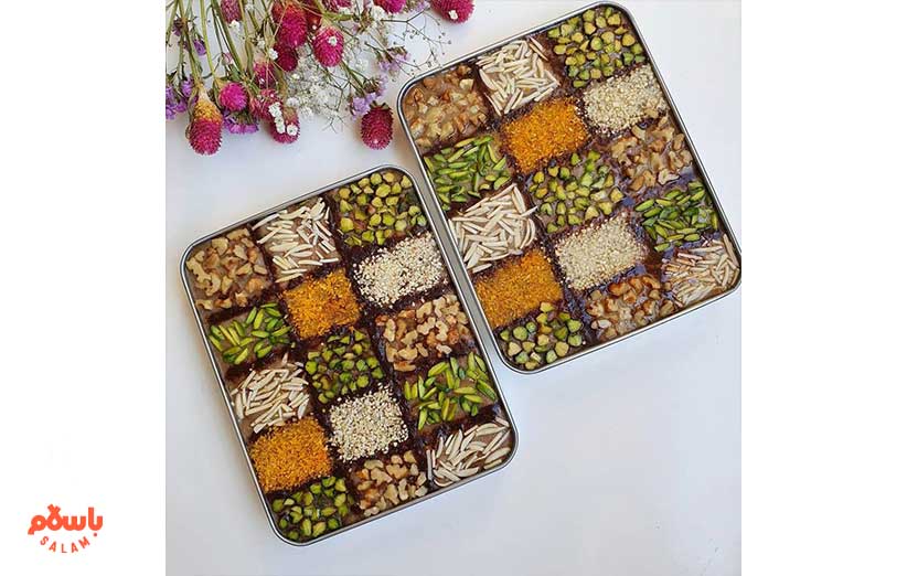 طرز تهیه رنگینک خرما خانگی و مجلسی + تزیین رنگینک