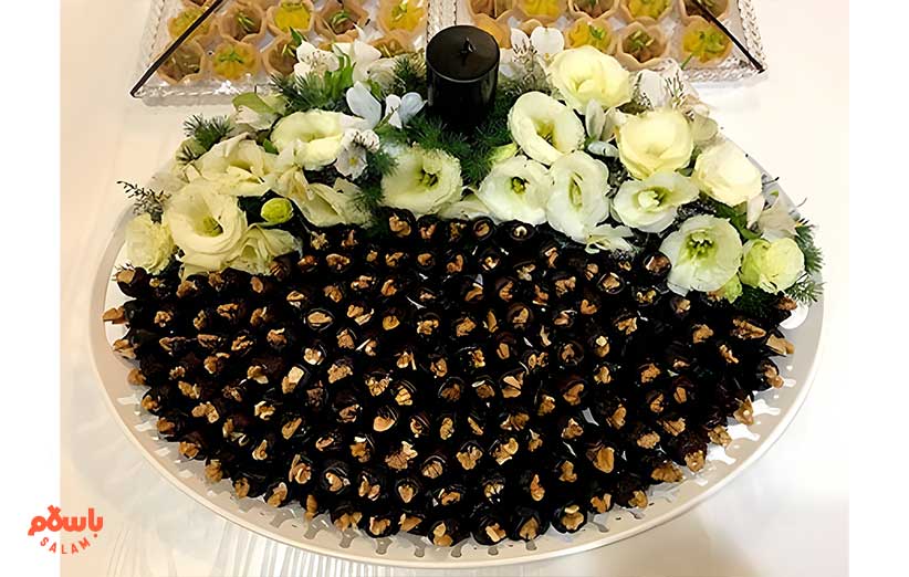 تزیین خرما و سینی خرما با گل