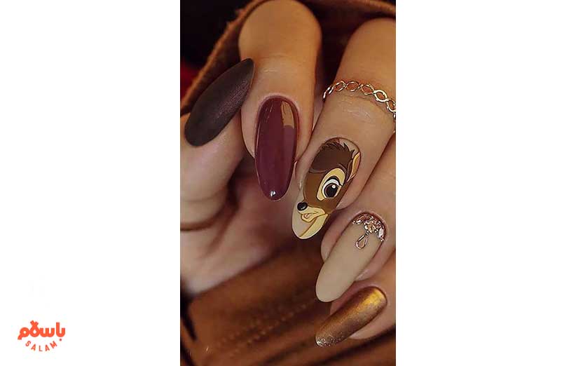 طرح ناخن پاییزی خاص با طرح آهو