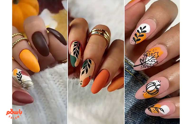 کاشت ناخن طرح پاییزی خیلی بلند