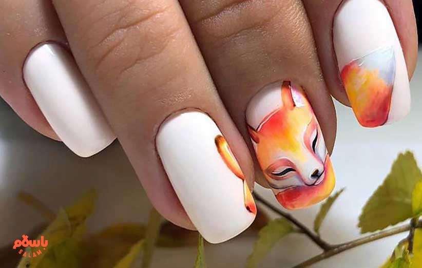 طرح ناخن پاییزی طرح روباه