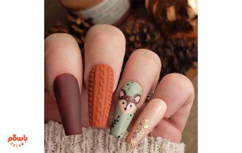 طرح ناخن پاییزی برجسته