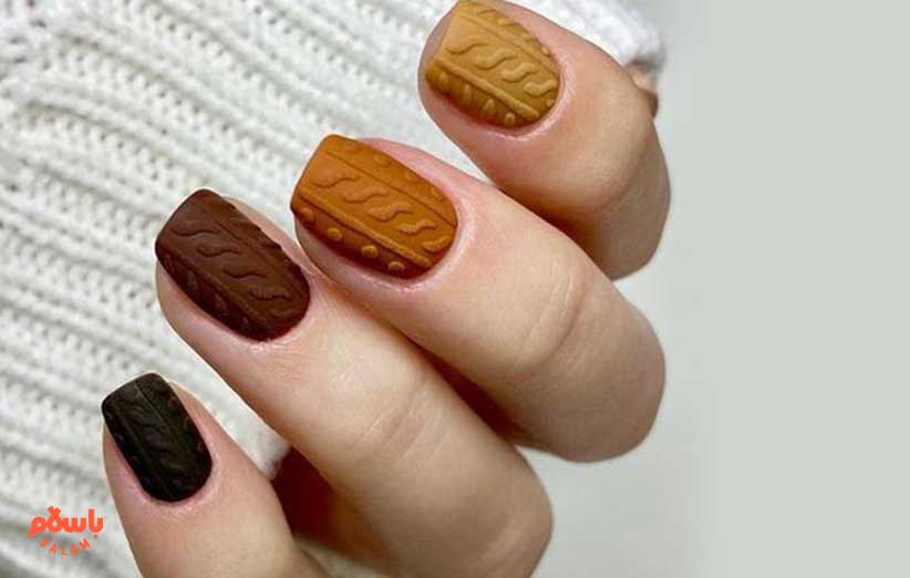 طرح ناخن پاییزی برجسته
