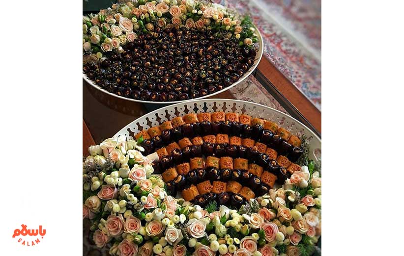 تزیین خرما و سینی خرما با گل