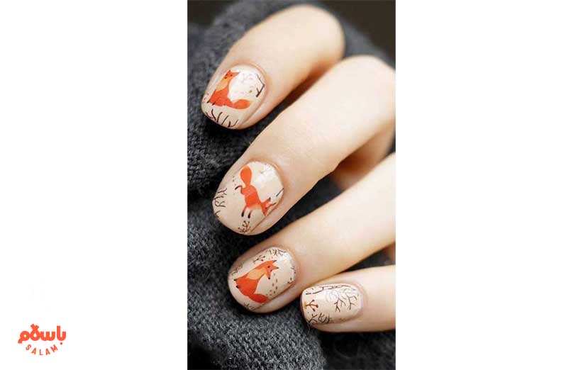 طرح ناخن پاییزی طرح روباه