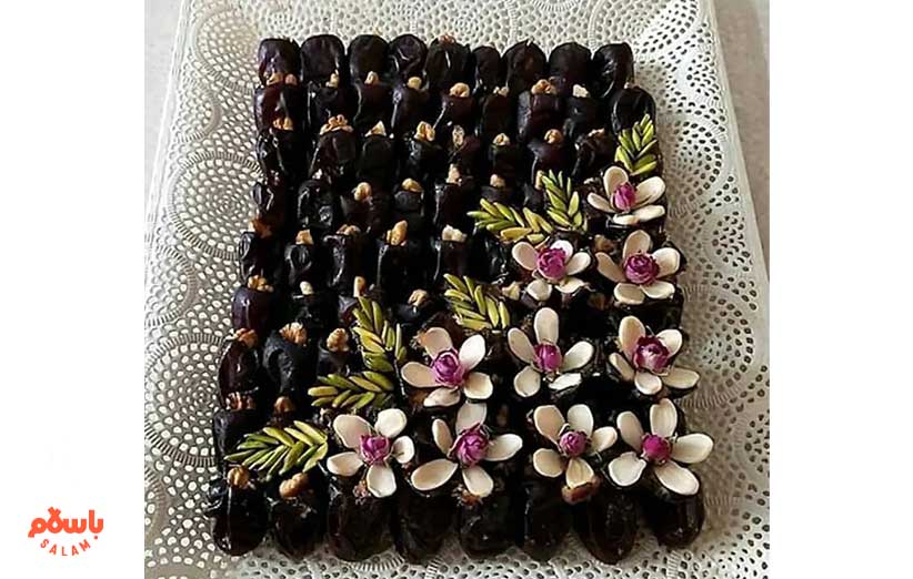 تزیین خرما و سینی خرما با گردو