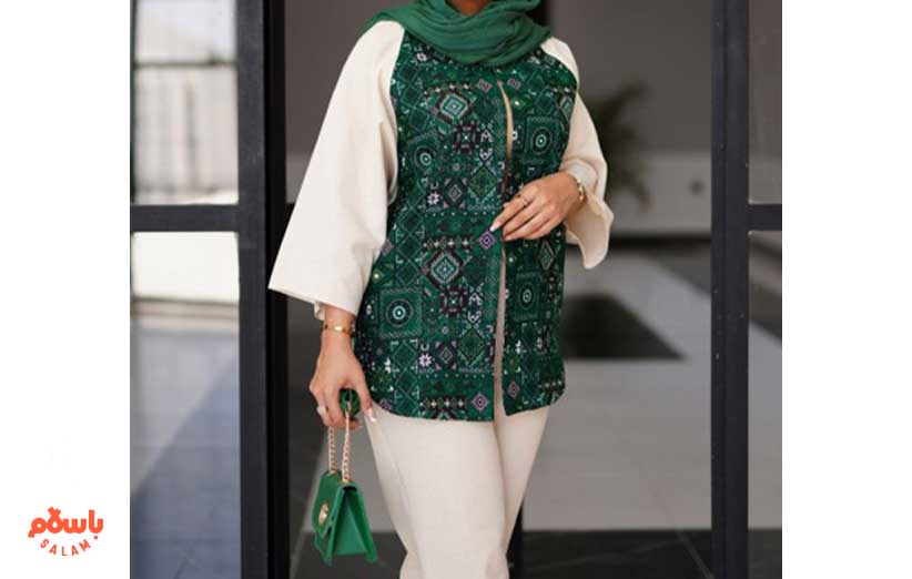 مدل ایرانی لباس پاییزی زنانه با پارچه سنتی