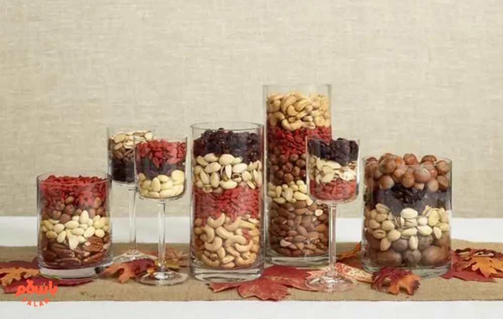 تزیین آجیل شب یلدا در جام و تنگ