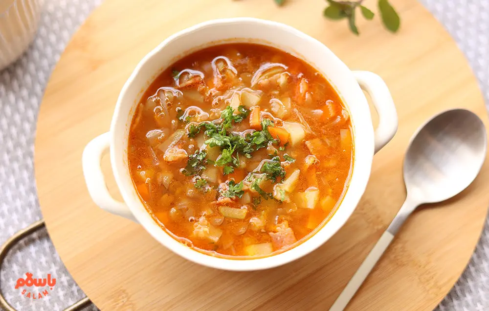 مراحل تهیه سوپ جو بدون مرغ