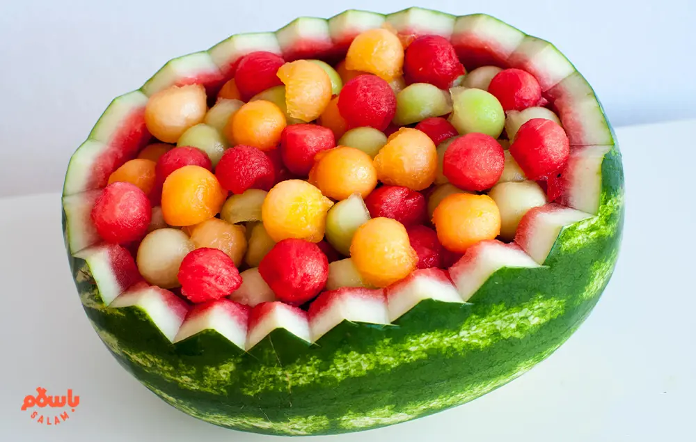 میوه آرایی هندوانه برای شب یلدا