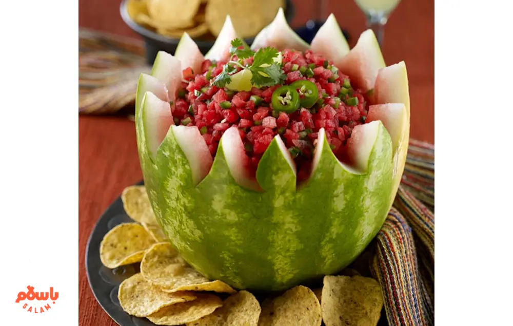 میوه آرایی هندوانه برای شب یلدا