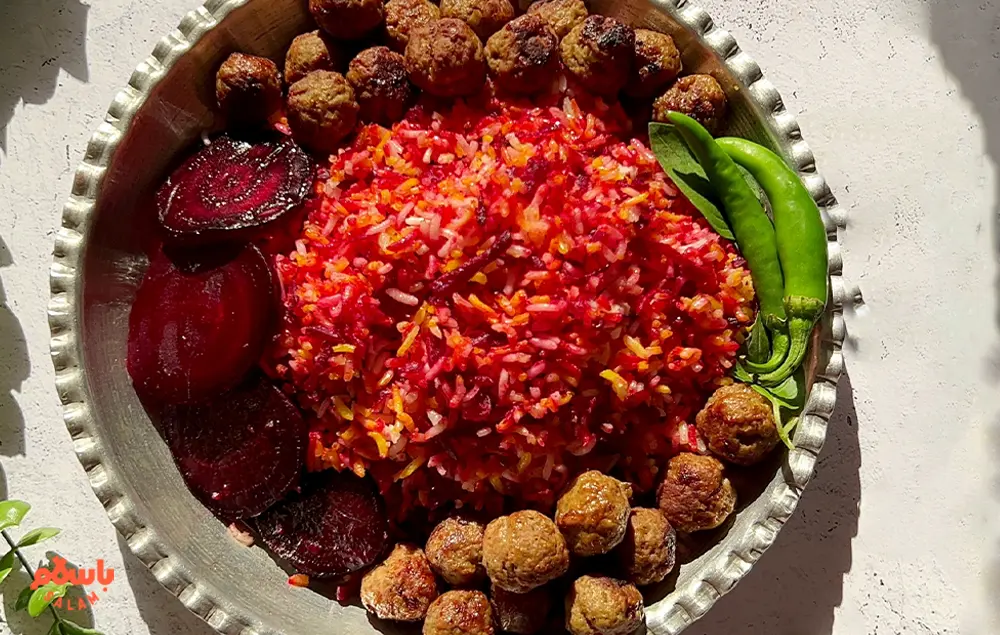 لبو پلو با گوشت قلقلی