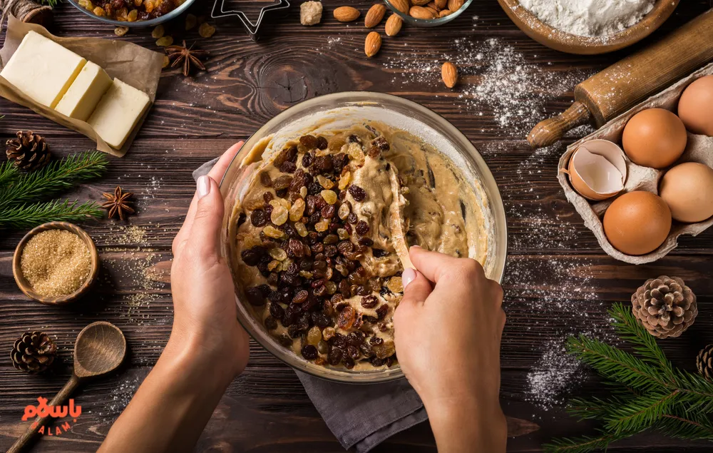 شیرینی کشمشی با روغن مایع