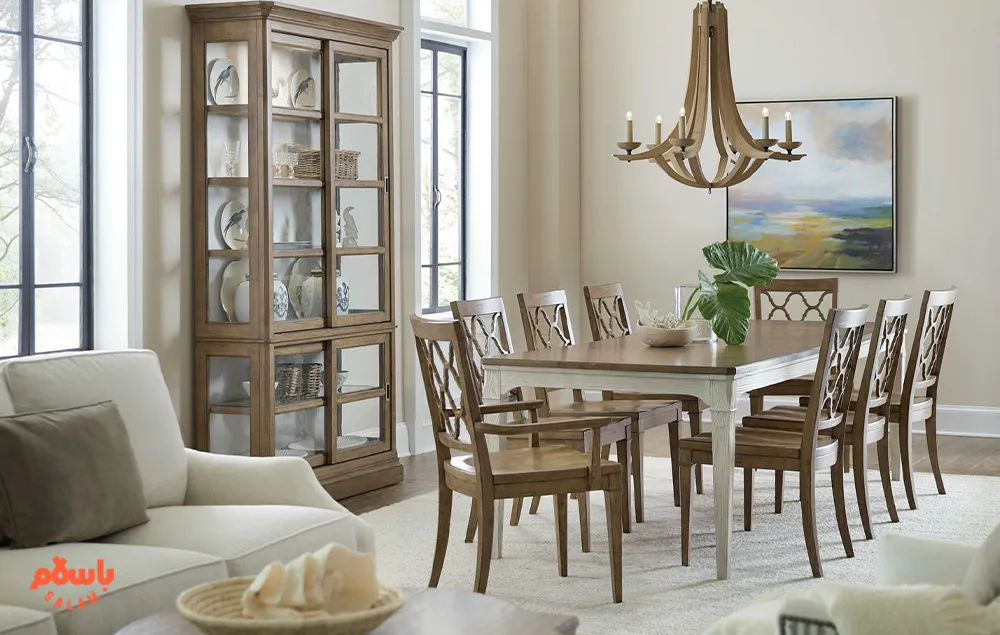 نحوه چیدمان کارآمد مبل و میز ناهارخوری در پذیرایی مستطیل