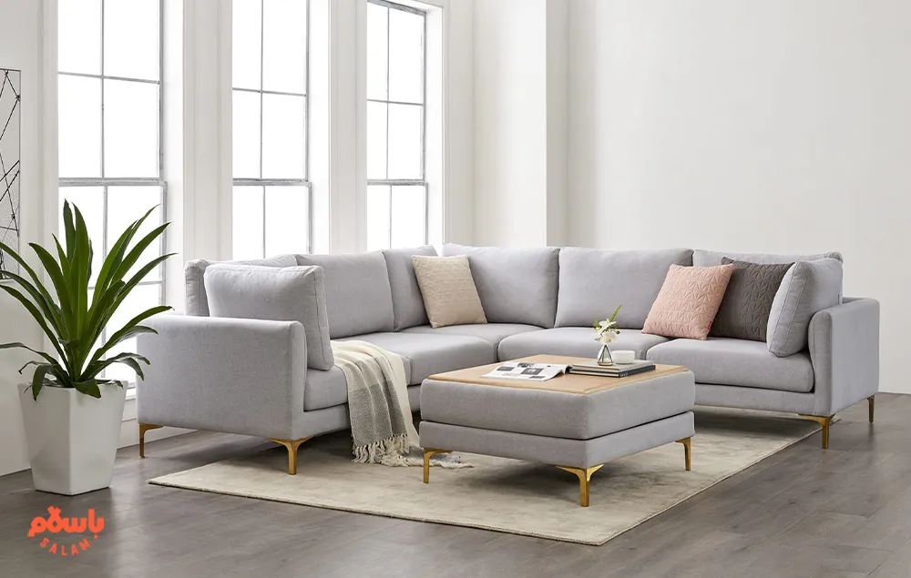 مبل طوسی با فرش سرمه ای