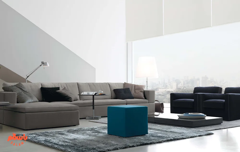 مبل طوسی با فرش کرم