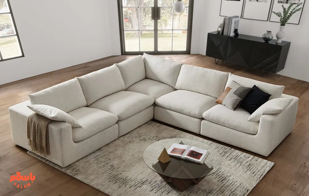 چیدمان مبل ال جلوی تلویزیون