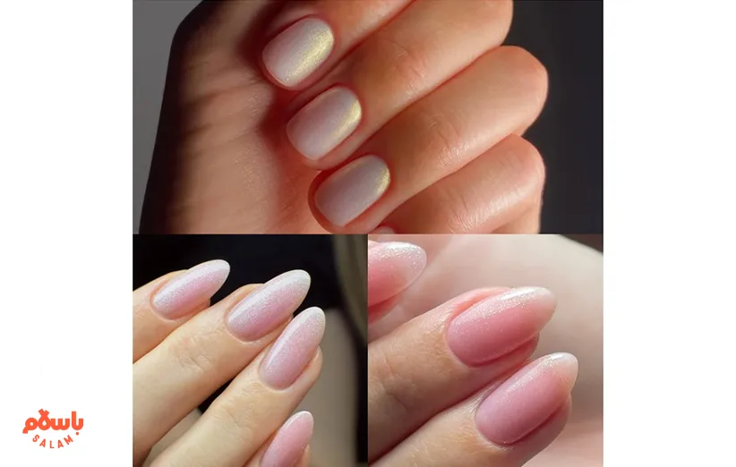 ناخن‌های صورتی روشن و شفاف،